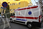 An ambulance in the grounds of the University Children's Hospital Tirsova.Kola Hitne pomoci u krugu  Univerzitetske decje bolnice Tirsova