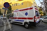 An ambulance in the grounds of the University Children's Hospital Tirsova.Kola Hitne pomoci u krugu  Univerzitetske decje bolnice Tirsova