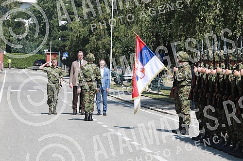 The President of the Republic of Serbia, Aleksandar Vucic, attended the display of newly produced weapons and military equipment from the domestic special-purpose industry for the needs of the units of the Serbian Armed Forces at the Military Academy