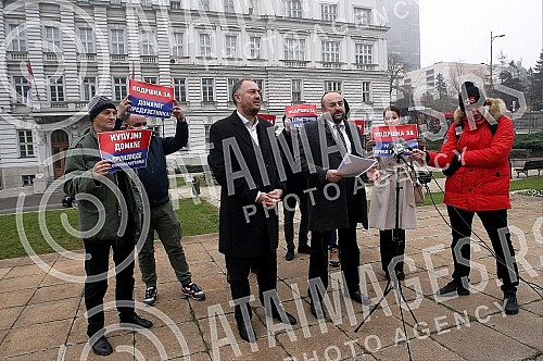 Dveri Vice President Ivan Kostic and Milovan Jakovljevic held a press conference on 