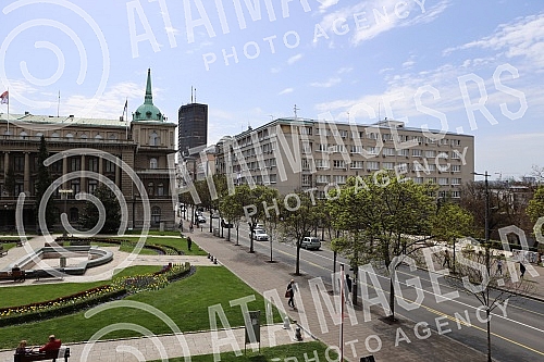 View of Belgrade from the terrace of the Ceremonial Hall of the Belgrade City Assembly.Pogled na Beograd sa terase  Svecane sale Skupstine grada Beograda. 
