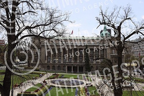 View of Belgrade from the terrace of the Ceremonial Hall of the Belgrade City Assembly.Pogled na Beograd sa terase  Svecane sale Skupstine grada Beograda. 