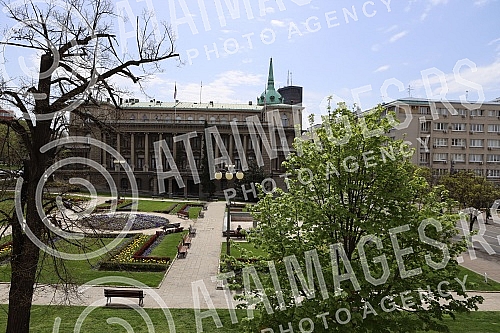 View of Belgrade from the terrace of the Ceremonial Hall of the Belgrade City Assembly.Pogled na Beograd sa terase  Svecane sale Skupstine grada Beograda. 