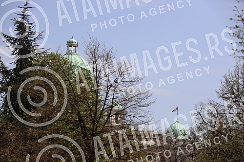 View of Belgrade from the terrace of the Ceremonial Hall of the Belgrade City Assembly.Pogled na Beograd sa terase  Svecane sale Skupstine grada Beograda. 