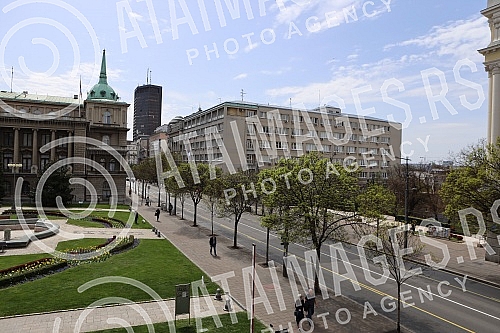 View of Belgrade from the terrace of the Ceremonial Hall of the Belgrade City Assembly.Pogled na Beograd sa terase  Svecane sale Skupstine grada Beograda. 