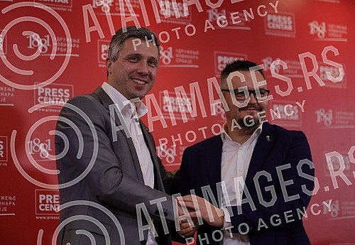 Signing of the coalition agreement between the Serbian Movement Dveri and the Movement for the Renewal of the Kingdom of Serbia for the upcoming parliamentary, presidential and Belgrade elections.Potpisivanje koalicionog sporazuma izmedju Srpskog p