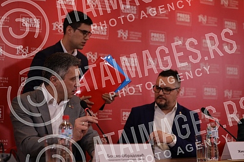 Signing of the coalition agreement between the Serbian Movement Dveri and the Movement for the Renewal of the Kingdom of Serbia for the upcoming parliamentary, presidential and Belgrade elections.Potpisivanje koalicionog sporazuma izmedju Srpskog p