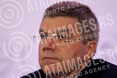 Poseta Tomasa Baha (Thomas Bach) predsednika Medjunarodnog Olimpijskog komiteta (International Olympic Committe) Beogradu. Konferencija odrzana u Crowne Plaza.