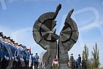 State wreath-laying ceremony and state and military honors to mark Holocaust Remembrance Day, genocide and other victims of World War II fascism at the Monument to the Victims of World War II Genocide within the former Nazi death camp complex, 