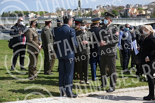 State wreath-laying ceremony and state and military honors to mark Holocaust Remembrance Day, genocide and other victims of World War II fascism at the Monument to the Victims of World War II Genocide within the former Nazi death camp complex, 