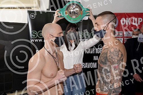 Measurement of boxers in the premises of the Red Star Sports Association before the match at the 