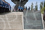 State wreath-laying ceremony and state and military honors to mark Holocaust Remembrance Day, genocide and other victims of World War II fascism at the Monument to the Victims of World War II Genocide within the former Nazi death camp complex, 