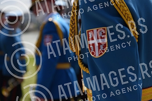 State wreath-laying ceremony and state and military honors to mark Holocaust Remembrance Day, genocide and other victims of World War II fascism at the Monument to the Victims of World War II Genocide within the former Nazi death camp complex, 