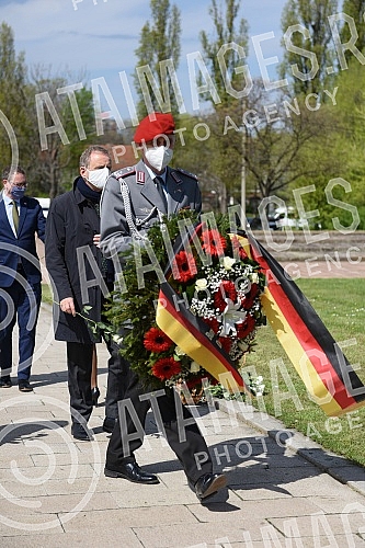 State wreath-laying ceremony and state and military honors to mark Holocaust Remembrance Day, genocide and other victims of World War II fascism at the Monument to the Victims of World War II Genocide within the former Nazi death camp complex, 