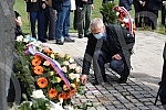 State wreath-laying ceremony and state and military honors to mark Holocaust Remembrance Day, genocide and other victims of World War II fascism at the Monument to the Victims of World War II Genocide within the former Nazi death camp complex, 