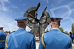 State wreath-laying ceremony and state and military honors to mark Holocaust Remembrance Day, genocide and other victims of World War II fascism at the Monument to the Victims of World War II Genocide within the former Nazi death camp complex, 