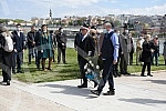 State wreath-laying ceremony and state and military honors to mark Holocaust Remembrance Day, genocide and other victims of World War II fascism at the Monument to the Victims of World War II Genocide within the former Nazi death camp complex, 