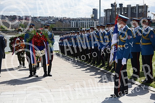 State wreath-laying ceremony and state and military honors to mark Holocaust Remembrance Day, genocide and other victims of World War II fascism at the Monument to the Victims of World War II Genocide within the former Nazi death camp complex, 