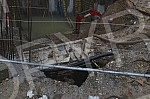 According to the order of the construction inspection, the construction site in Juzni boulevard 94, where, according to the foreigners of the surrounding buildings, the ground started collapsing last night, was closed, the water from the foundation p