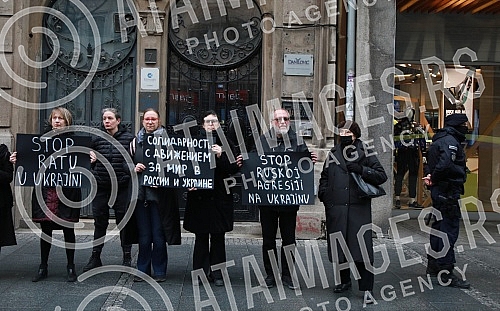 The NGO Women in Black organized a protest in front of the Russian Tsar in black and silent 