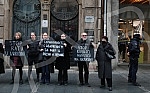The NGO Women in Black organized a protest in front of the Russian Tsar in black and silent 