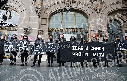 The NGO Women in Black organized a protest in front of the Russian Tsar in black and silent 