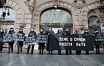 The NGO Women in Black organized a protest in front of the Russian Tsar in black and silent 