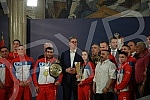 The President of the Republic of Serbia, Aleksandar Vucic, received the winners of gold medals at the European Boxing Championships, Vahid Abasov and Artyom Ageyev, as well as members of the delegation of the Boxing Federation of Serbia and the Olymp