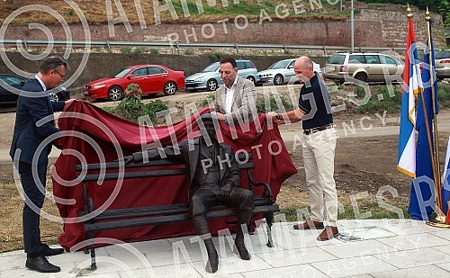 Unveiling of a memorial bench for Slovenian pilot Edvard Rusjan, organized by the Embassy of Slovenia in Edvard Rusjan Park in the new line park next to the Concrete Hall.Otkrivanje spomen klupe slovenackom pilotu Edvardu Rusjanu u organizaciji Amb