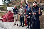 Unveiling of a memorial bench for Slovenian pilot Edvard Rusjan, organized by the Embassy of Slovenia in Edvard Rusjan Park in the new line park next to the Concrete Hall.Otkrivanje spomen klupe slovenackom pilotu Edvardu Rusjanu u organizaciji Amb