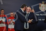 The President of the Republic of Serbia, Aleksandar Vucic, received the winners of gold medals at the European Boxing Championships, Vahid Abasov and Artyom Ageyev, as well as members of the delegation of the Boxing Federation of Serbia and the Olymp