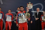 The President of the Republic of Serbia, Aleksandar Vucic, received the winners of gold medals at the European Boxing Championships, Vahid Abasov and Artyom Ageyev, as well as members of the delegation of the Boxing Federation of Serbia and the Olymp