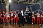 The President of the Republic of Serbia, Aleksandar Vucic, received the winners of gold medals at the European Boxing Championships, Vahid Abasov and Artyom Ageyev, as well as members of the delegation of the Boxing Federation of Serbia and the Olymp