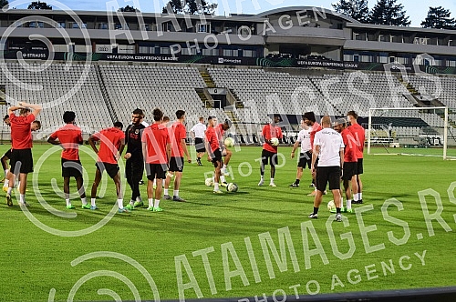 The players of FC Nice held a training session on the occasion of the upcoming Conference League match against FC Partizan.Igraci FK Nice odrzali su trening povodom predstojeceg meca Lige konferencija koji igraju protiv FK Partizan.