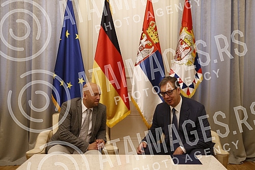 In the Presidency building, the President of the Republic of Serbia, Aleksandar Vucic, met with the special envoy of Germany for the countries of the Western Balkans, Manuel Sarrazin.U zgradi Predsednistva predsednik Republike Srbije Aleksandar Vuc