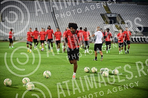 The players of FC Nice held a training session on the occasion of the upcoming Conference League match against FC Partizan.Igraci FK Nice odrzali su trening povodom predstojeceg meca Lige konferencija koji igraju protiv FK Partizan.