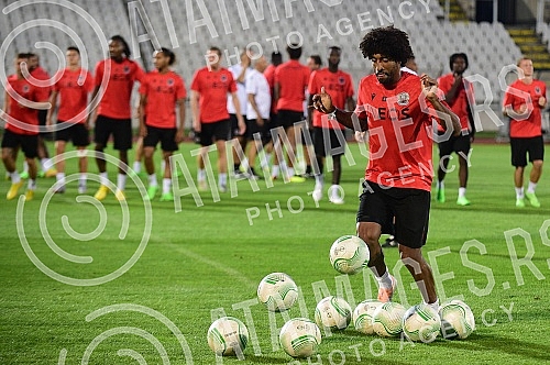 The players of FC Nice held a training session on the occasion of the upcoming Conference League match against FC Partizan.Igraci FK Nice odrzali su trening povodom predstojeceg meca Lige konferencija koji igraju protiv FK Partizan.
