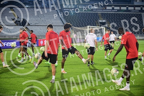 The players of FC Nice held a training session on the occasion of the upcoming Conference League match against FC Partizan.Igraci FK Nice odrzali su trening povodom predstojeceg meca Lige konferencija koji igraju protiv FK Partizan.