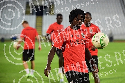 The players of FC Nice held a training session on the occasion of the upcoming Conference League match against FC Partizan.Igraci FK Nice odrzali su trening povodom predstojeceg meca Lige konferencija koji igraju protiv FK Partizan.