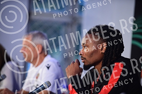 Lucian Favre, coach of FC Nice and Khephren Thuram, player of FC Nice, held a press conference on the occasion of the upcoming conference league match they are playing against FC Partizan.Lucian Favre, trener FK Nice i Khephren Thuram, igrac FK Nic