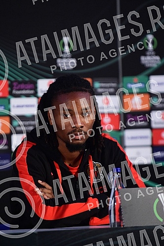 Lucian Favre, coach of FC Nice and Khephren Thuram, player of FC Nice, held a press conference on the occasion of the upcoming conference league match they are playing against FC Partizan.Lucian Favre, trener FK Nice i Khephren Thuram, igrac FK Nic
