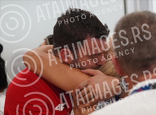 Karate player Jovana Prekovic, who won a gold medal and a gold water polo team of Serbia at the Olympic Games in Tokyo, arrived in Serbia and on that occasion a press conference was held at the Nikola Tesla Airport.Karatiskinja Jovana Prekovic koja 