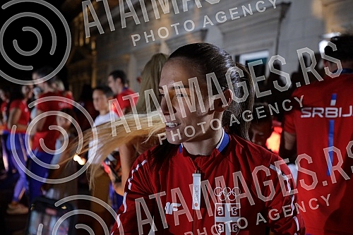 On the plateau in front of the City Assembly of Belgrade, a reception was organized for the members of the Serbian Olympic team who won nine medals at the Games in Tokyo, and the Olympians addressed the audience from the balcony of the City Assembly.