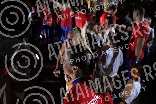 On the plateau in front of the City Assembly of Belgrade, a reception was organized for the members of the Serbian Olympic team who won nine medals at the Games in Tokyo, and the Olympians addressed the audience from the balcony of the City Assembly.