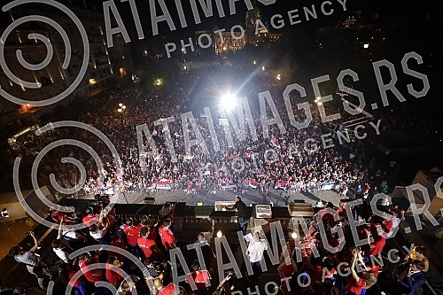On the plateau in front of the City Assembly of Belgrade, a reception was organized for the members of the Serbian Olympic team who won nine medals at the Games in Tokyo, and the Olympians addressed the audience from the balcony of the City Assembly.