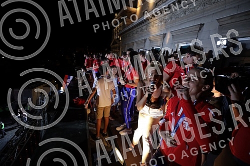 On the plateau in front of the City Assembly of Belgrade, a reception was organized for the members of the Serbian Olympic team who won nine medals at the Games in Tokyo, and the Olympians addressed the audience from the balcony of the City Assembly.