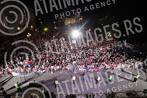 On the plateau in front of the City Assembly of Belgrade, a reception was organized for the members of the Serbian Olympic team who won nine medals at the Games in Tokyo, and the Olympians addressed the audience from the balcony of the City Assembly.