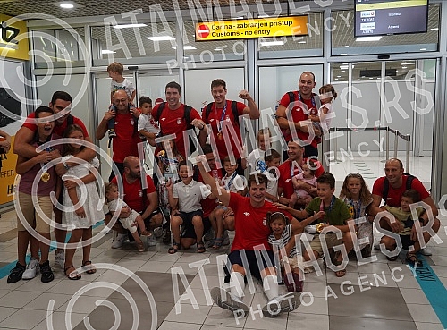 Karate player Jovana Prekovic, who won a gold medal and a gold water polo team of Serbia at the Olympic Games in Tokyo, arrived in Serbia and on that occasion a press conference was held at the Nikola Tesla Airport.Karatiskinja Jovana Prekovic koja 