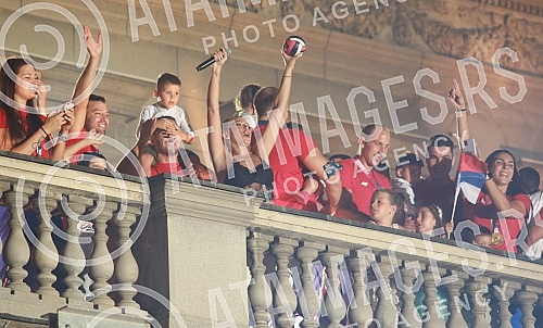 On the plateau in front of the City Assembly of Belgrade, a reception was organized for the members of the Serbian Olympic team who won nine medals at the Games in Tokyo, and the Olympians addressed the audience from the balcony of the City Assembly.