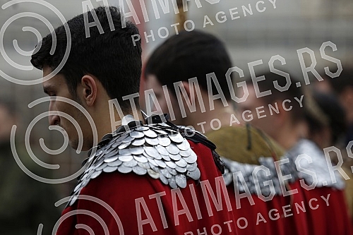 Members of the Royal Order of the Knights swam for an honorary cross on the edge of the Sava River to the Danube.Clanovi kraljevskog Reda Vitezova su plivali za casni krst na uscu reka Save u Dunav. 